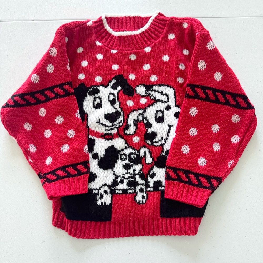 Vintage Dalmatian Red Polka Dot J.J. POOLE Sweater sz 5